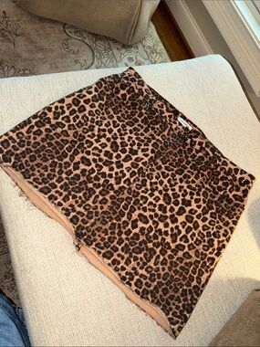 Good American Leopard-Trim Skirt in Brown and Black